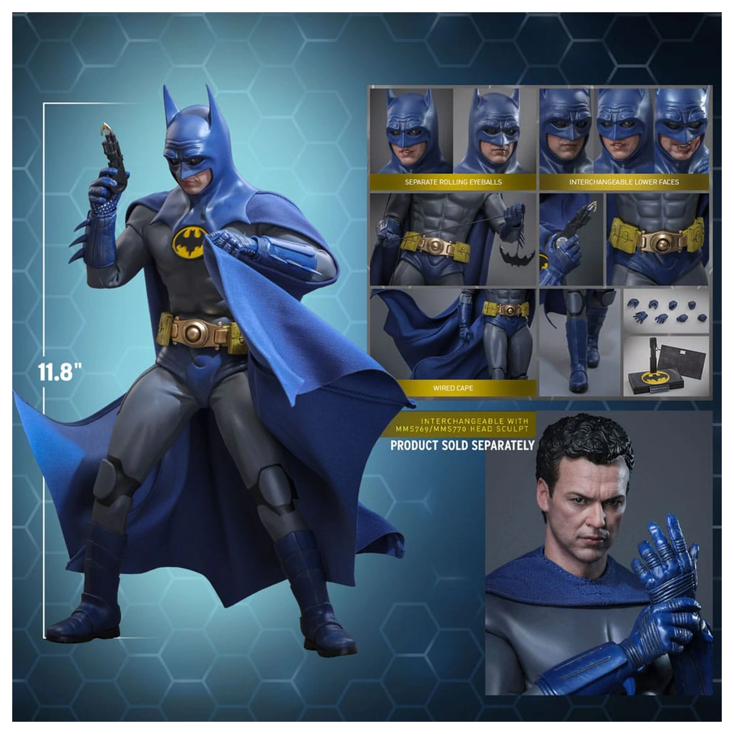 The Flash Movie Masterpiece 1/6 Batman (Blue & Grey Suit) akciófigura Limitált kiadás 30 cm termékfotó