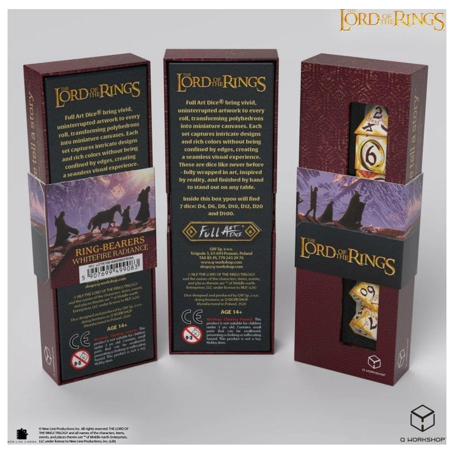 The Lord of the Rings Full Art 7 db-os dobókocka csomag Ring-bearers (Whitefire Radiance) termékfotó