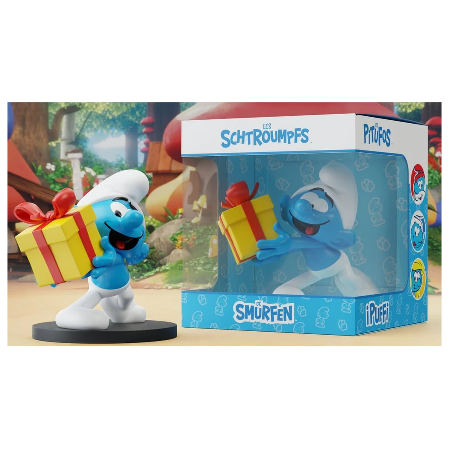 The Smurfs Jokey Smurf with Gift szobor figura 10 cm termékfotó
