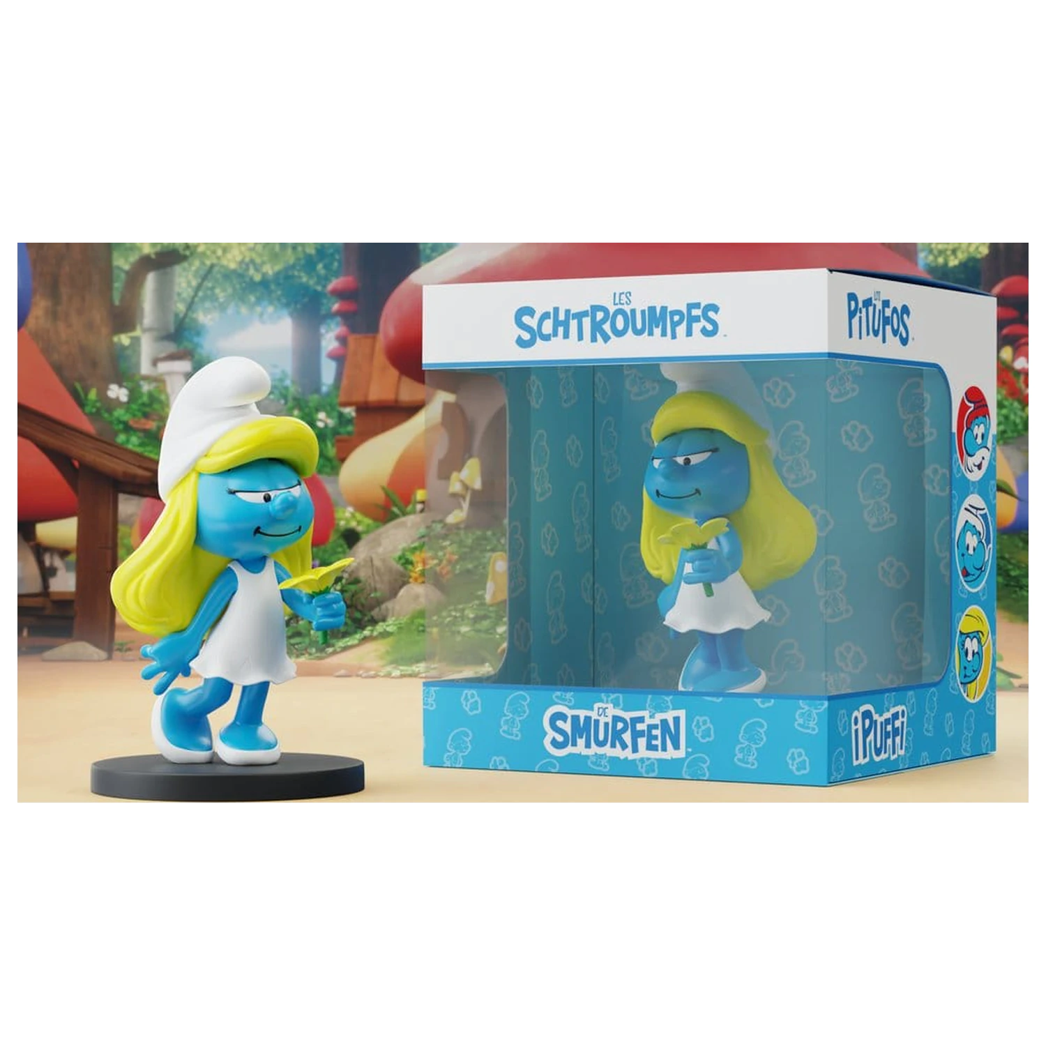 The Smurfs Smurfette with Flower szobor figura 12 cm termékfotó