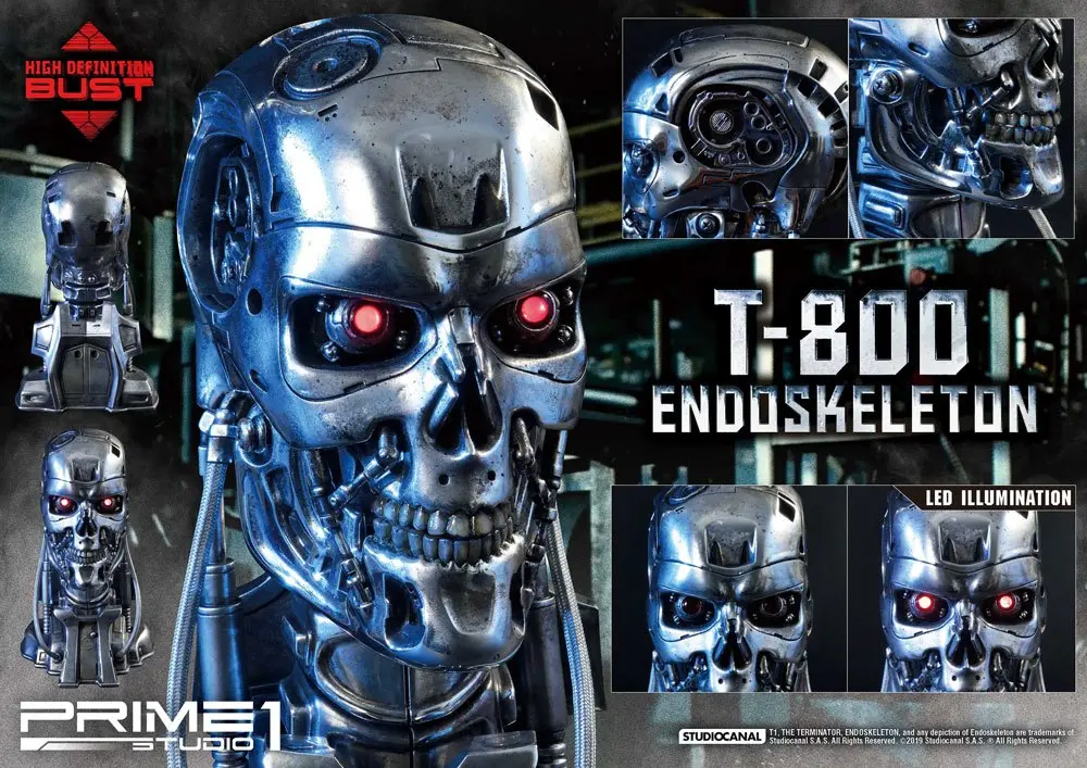 The Terminator High Definition 1/2 T-800 Endoskeleton Head mellszobor figura 22 cm termékfotó
