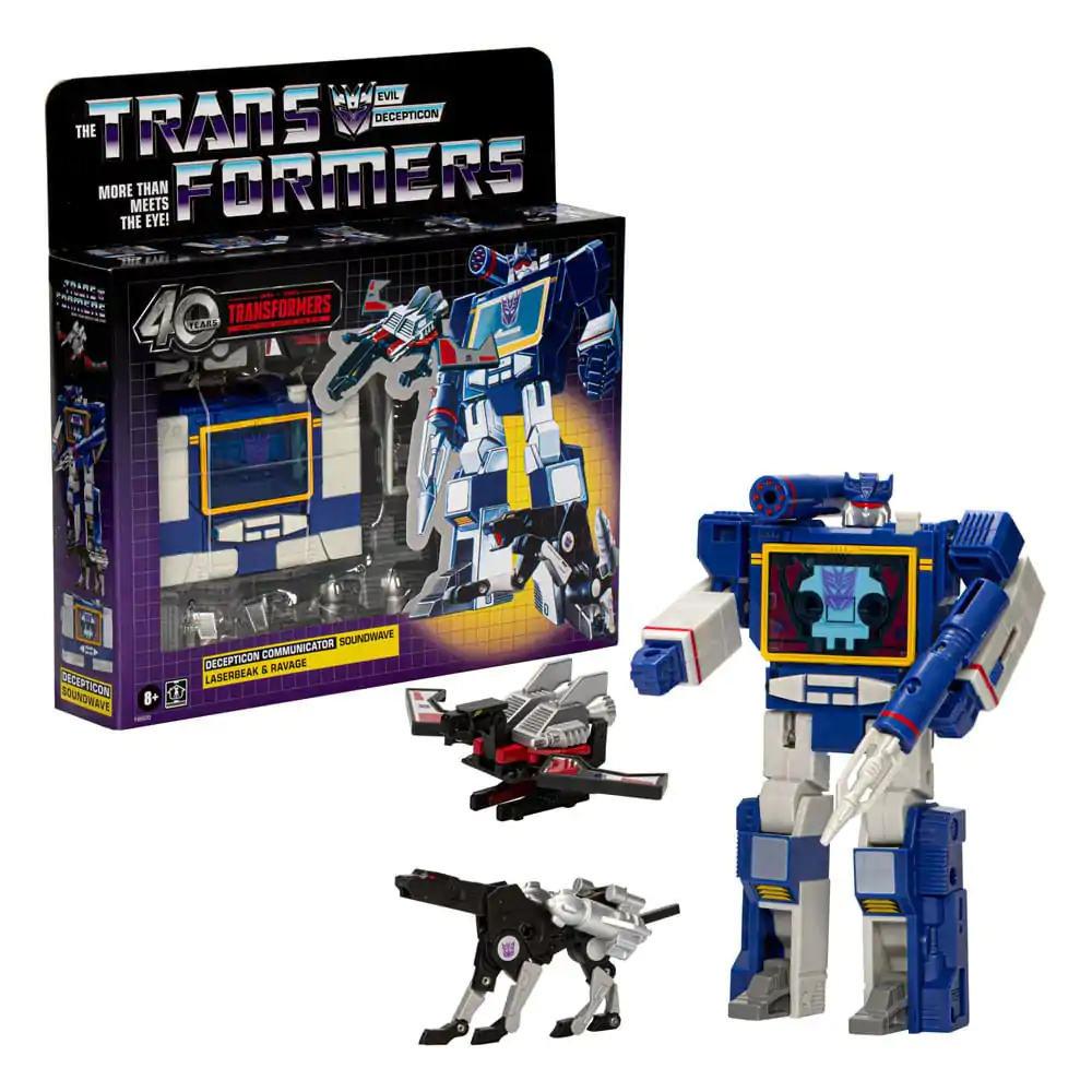 The Transformers Retro G1 Decepticon Communicator Soundwave with Laserbeak & Ravage akciófigura 18 cm termékfotó