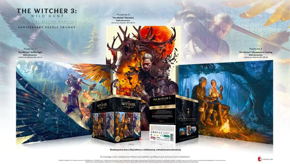 The Witcher 3 Triology Wild Hunt 10 Years of Killing Monsters puzzle (3 x 1000 darab)  termékfotó