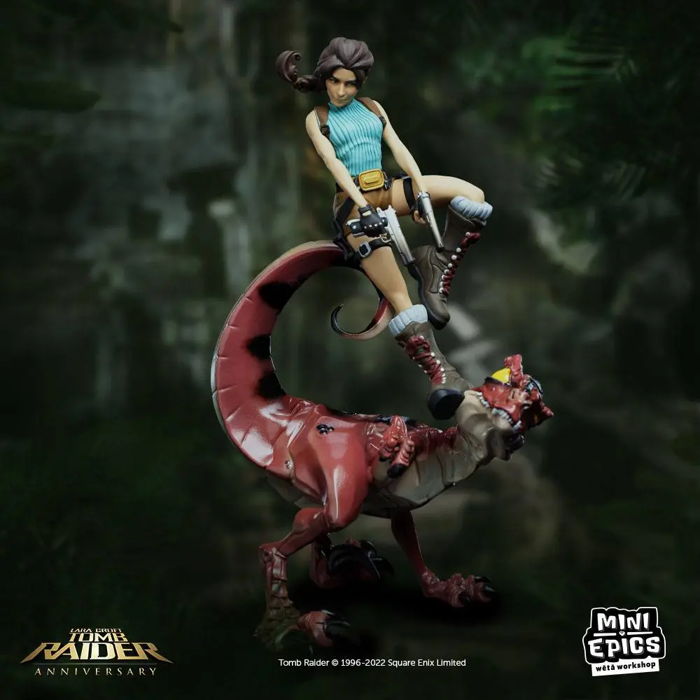 Tomb Raider Mini Epics Vinyl figura Lara Croft & Raptor 24 cm termékfotó