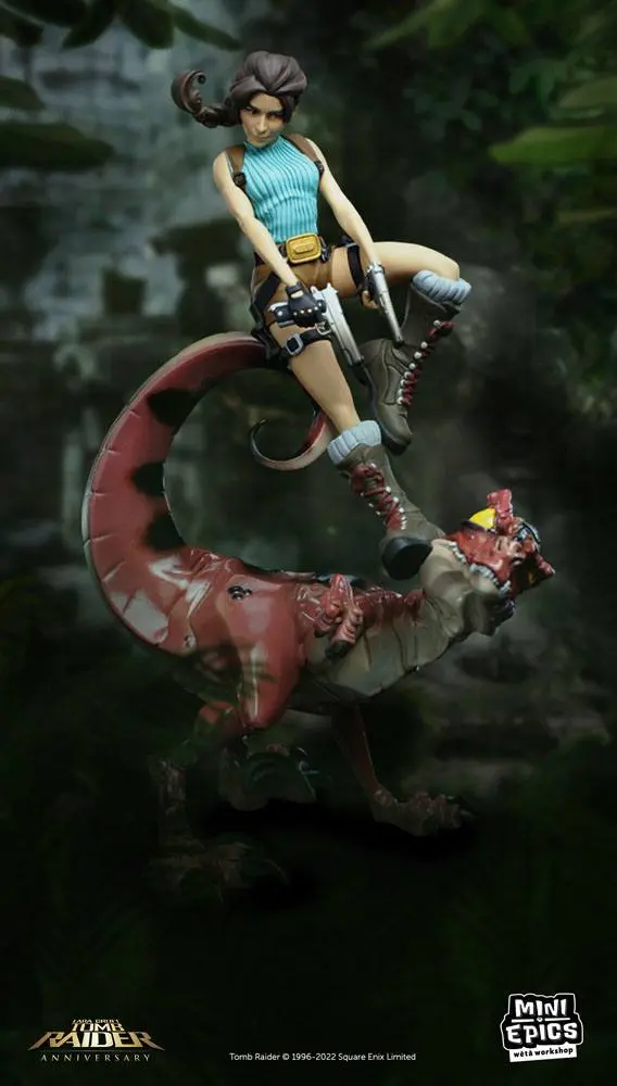 Tomb Raider Mini Epics Vinyl figura Lara Croft & Raptor 24 cm termékfotó