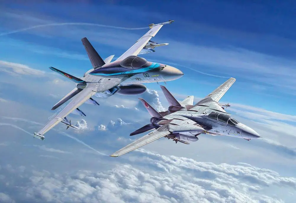 Top Gun Easy-Click modell készlet 1/72 F-14D Super Tomcat &amp; F/A-18E Super Hornet termékfotó