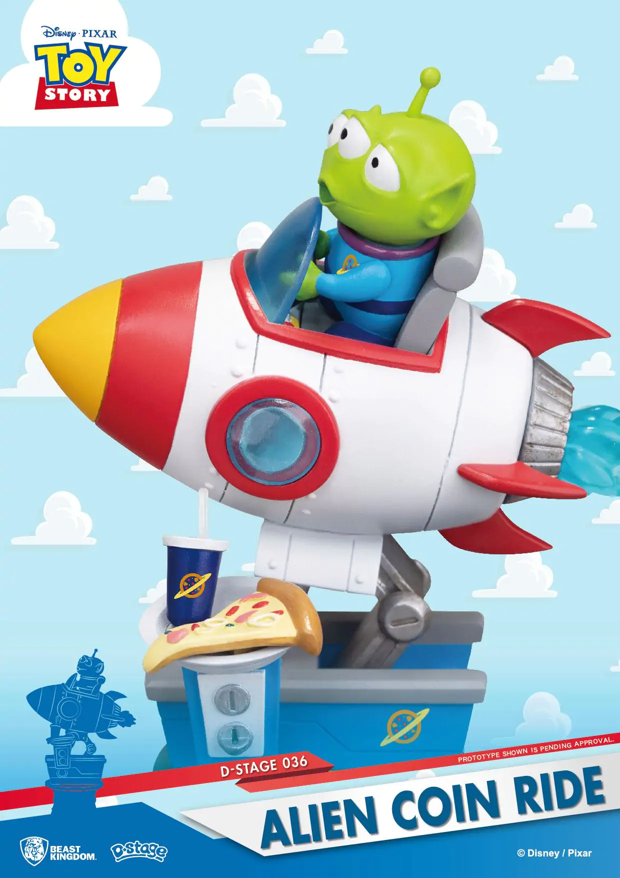 Toy Story D-Stage Alien Coin Ride PVC Diorama szobor figura15 cm termékfotó