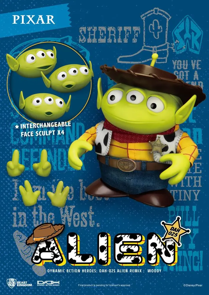 Toy Story Dynamic 8ction Heroes Alien Remix Woody akciófigura 16 cm termékfotó