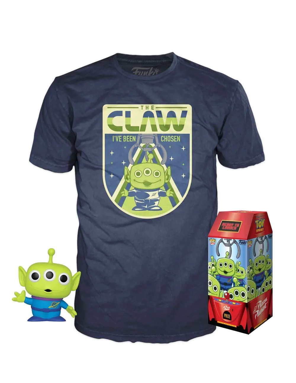 Toy Story POP! &amp; Tee Box The Claw Exkluzív figura és póló csomag termékfotó