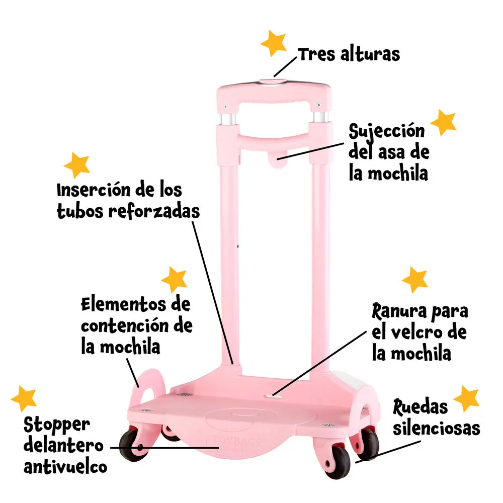 Toybags rózsaszín gurulós táska húzószerkezet termékfotó