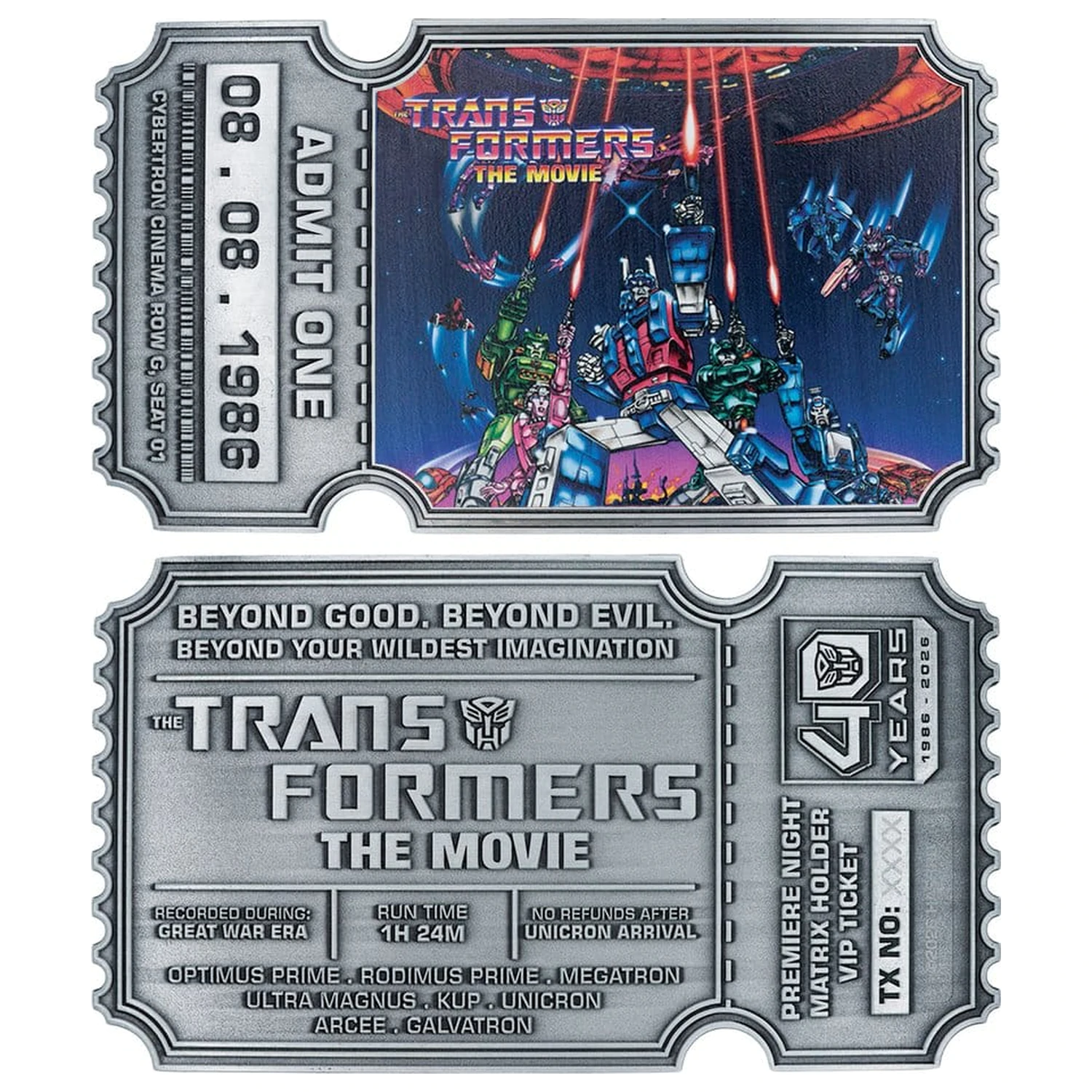 Transformers replika The Movie 40th Anniversary Movie Ticket Limitált kiadás 9 x 16 cm termékfotó