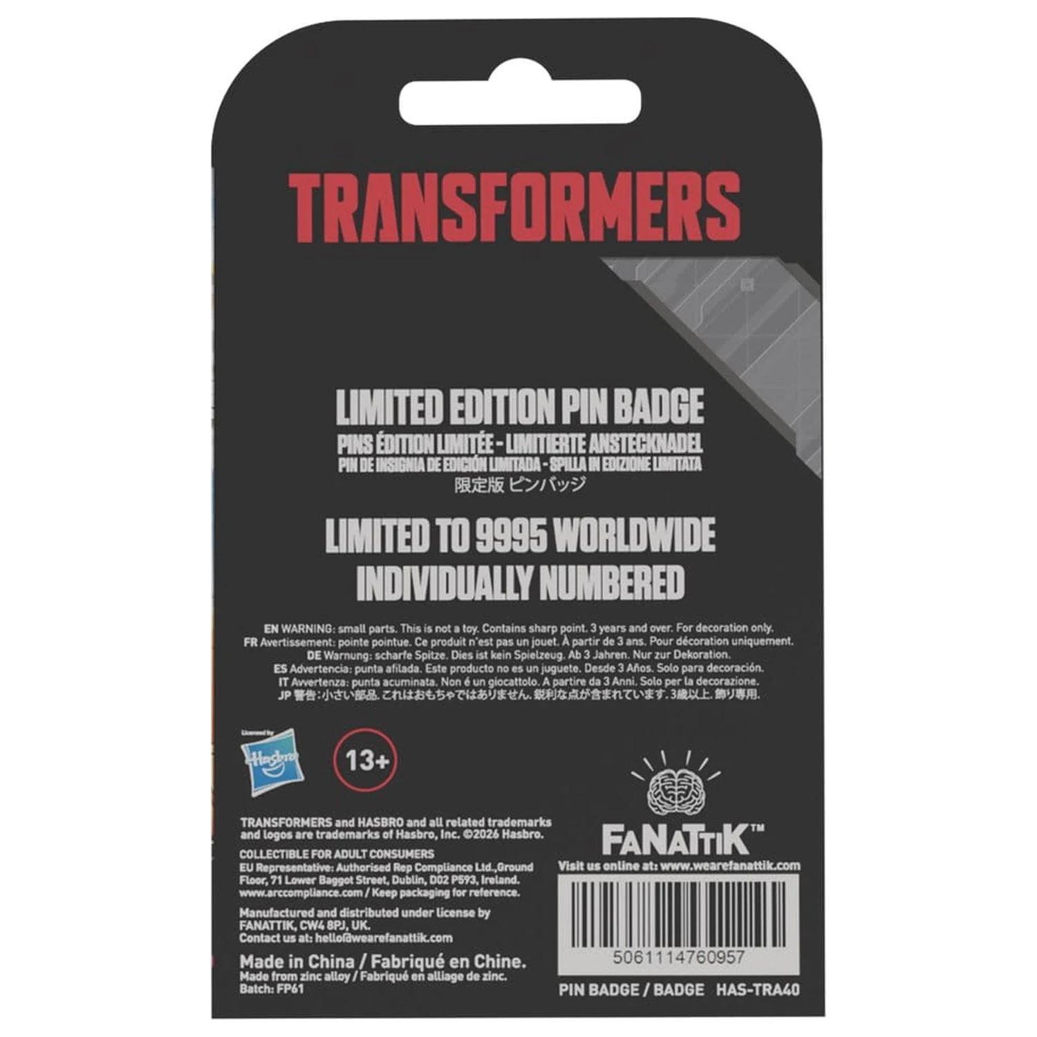 Transformers The Movie 40th Anniversary Unicron kitűző Limitált kiadás termékfotó