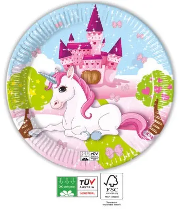 Unicorn Next Generation, Unikornis papírtányér 8 db-os 23 cm FSC termékfotó