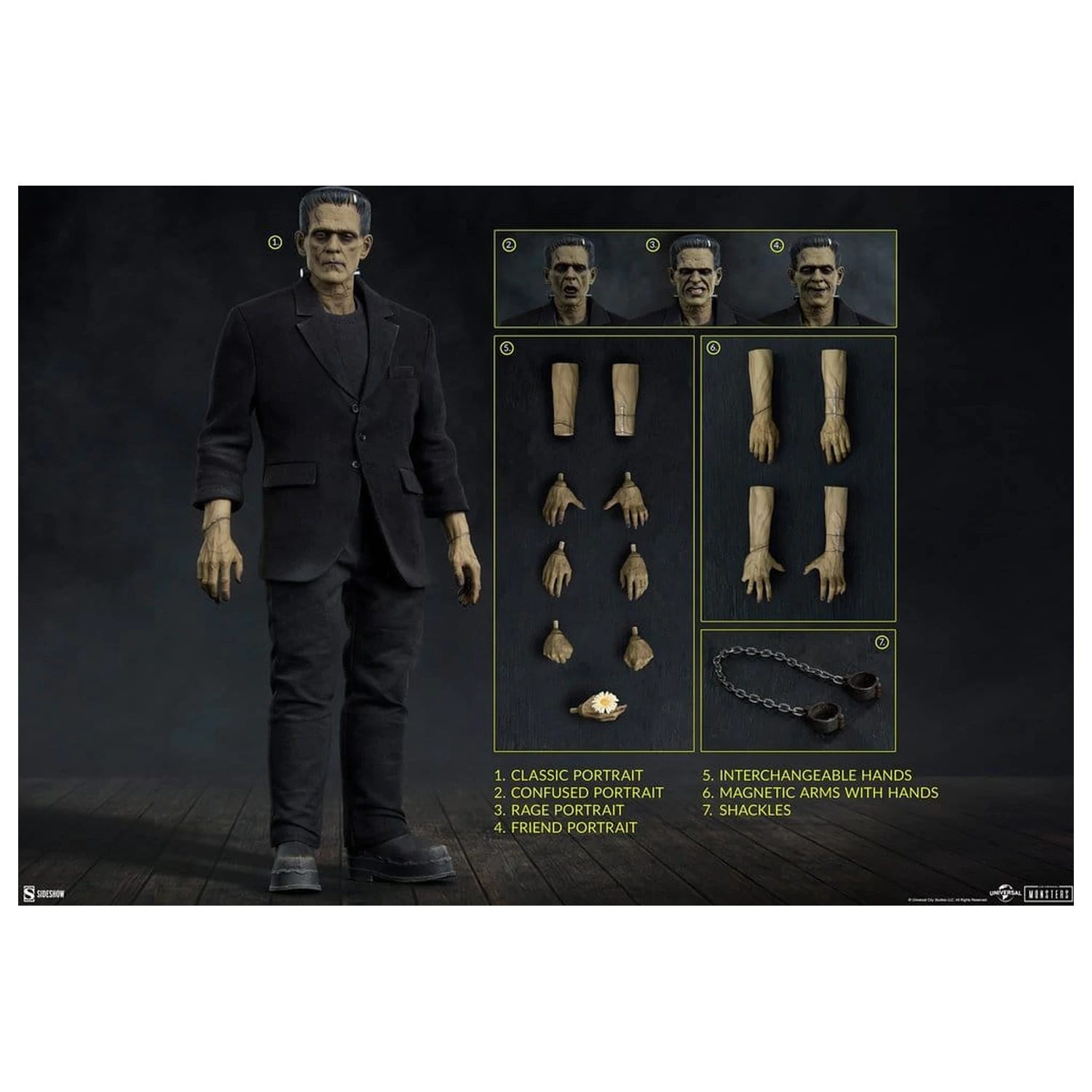 Universal Monsters 1/6 Frankenstein (Deluxe Plus Edition) akciófigura 33 cm termékfotó