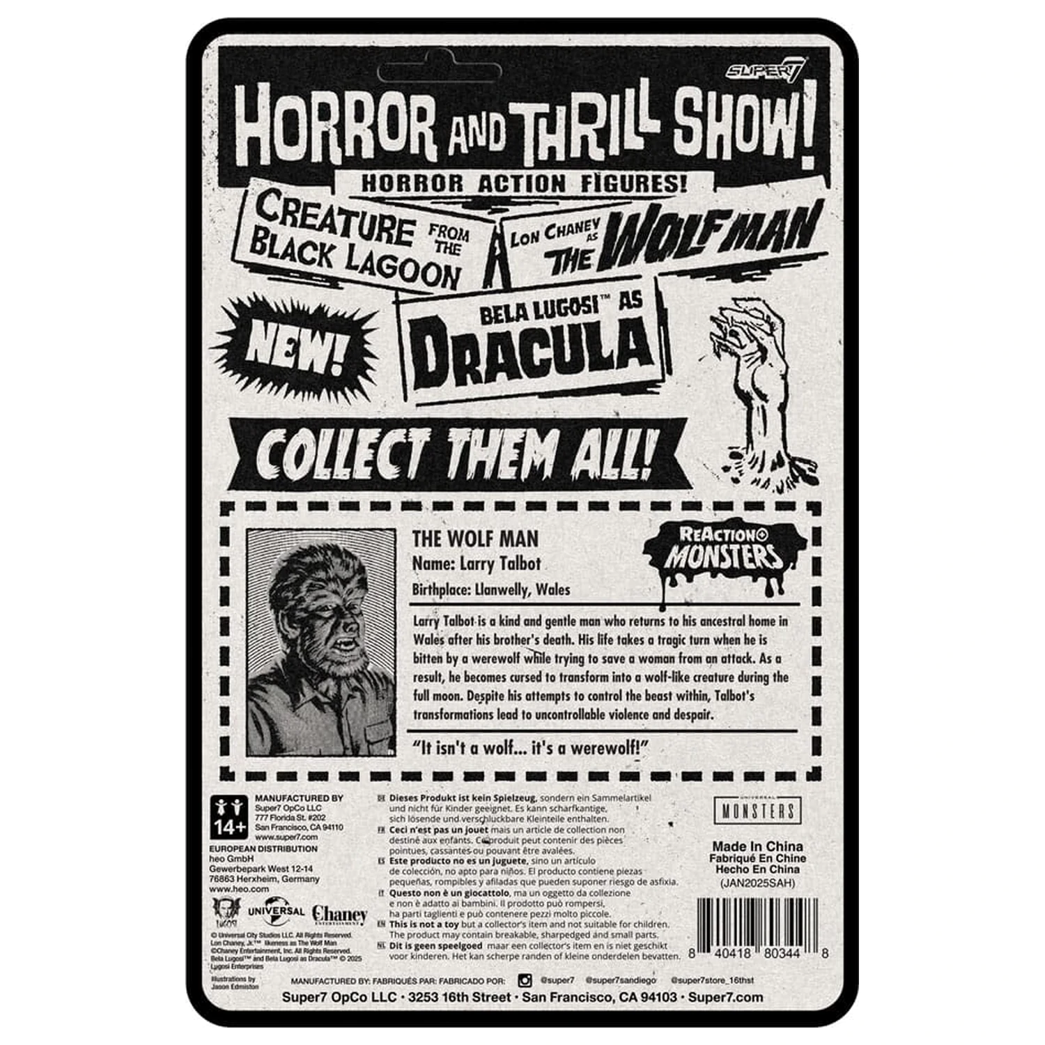 Universal Monsters ReAction+ Wave 1 The Wolf Man akciófigura 10 cm  termékfotó