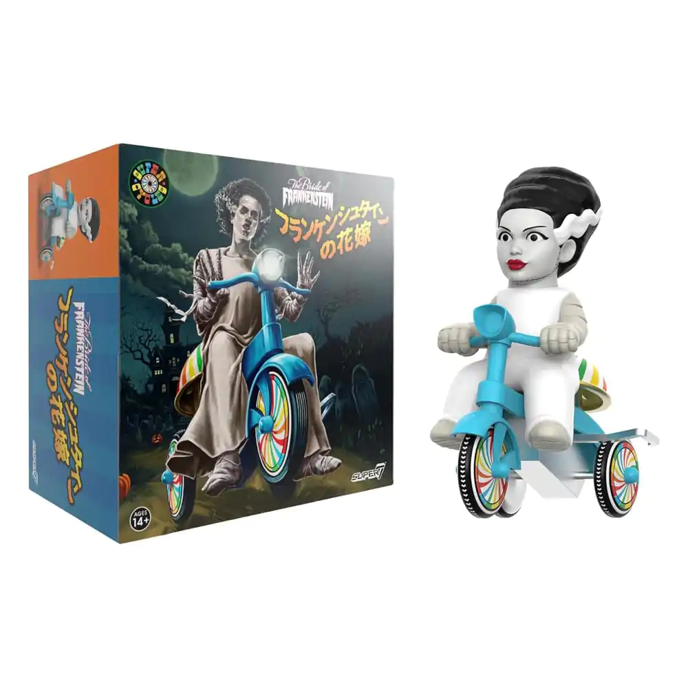 Universal Monsters Super Cycles Bride of Frankenstein (White with Blue Trike) akciófigura 13 cm termékfotó