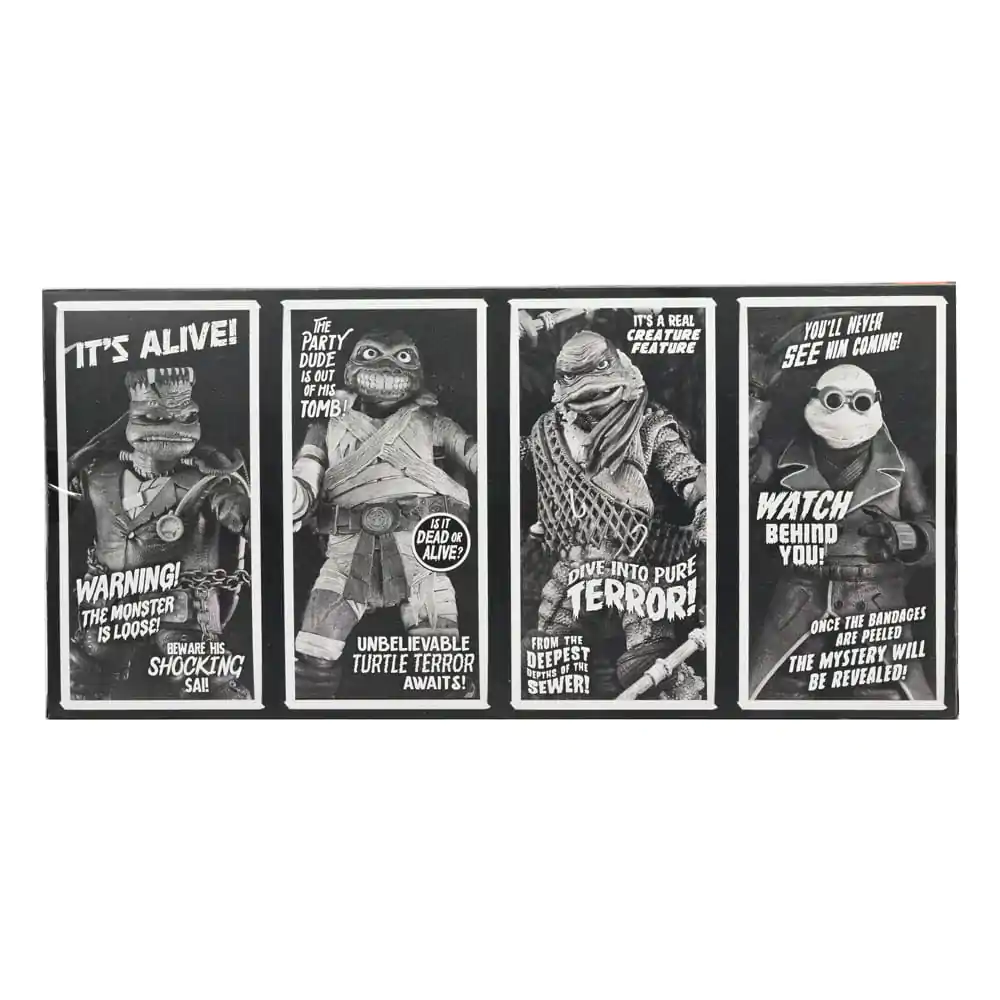 Universal Monsters x Teenage Mutant Ninja Turtles Action Figures 4-Pack Turtles Black & White 18 cm termékfotó