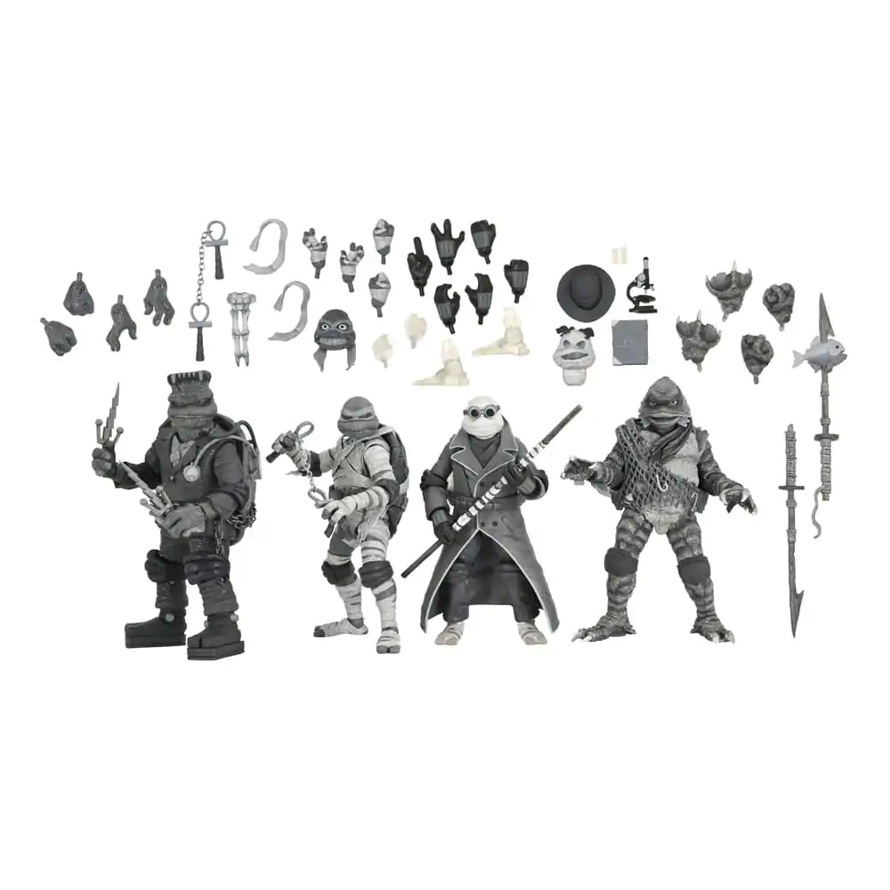 Universal Monsters x Teenage Mutant Ninja Turtles Action Figures 4-Pack Turtles Black & White 18 cm termékfotó