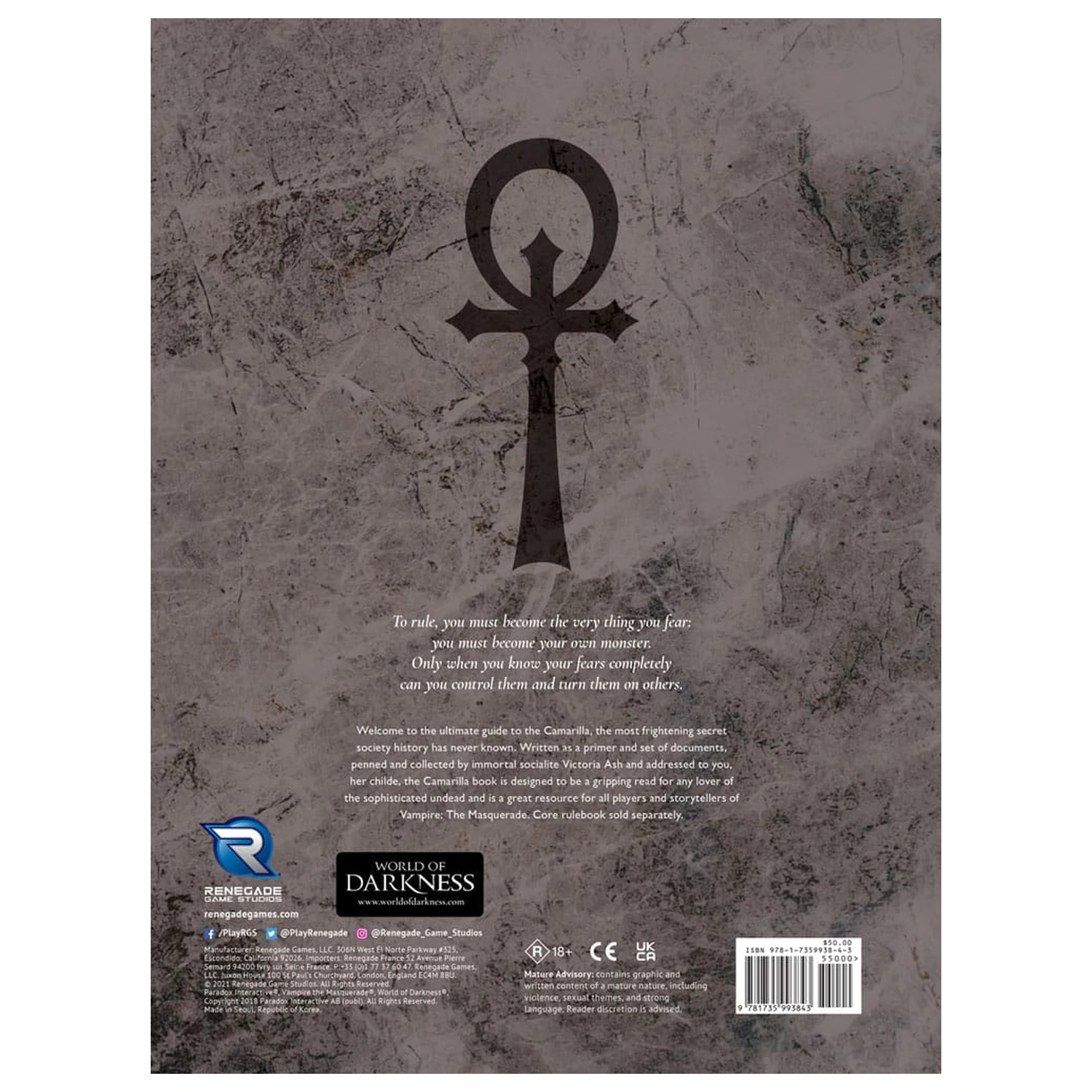 Vampire: The Masquerade 5th Edition RPG book Camarilla Sourcebook angol nyelvű termékfotó