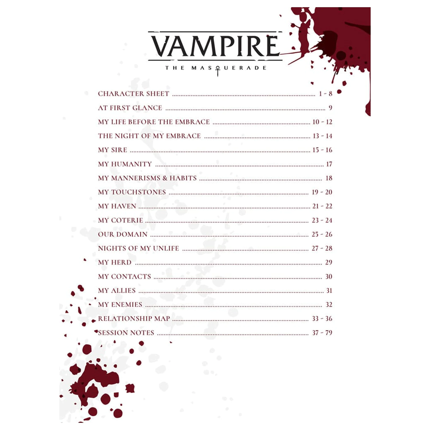 Vampire: The Masquerade 5th Edition RPG Journal Expanded Character Sheet Journal angol nyelvű termékfotó