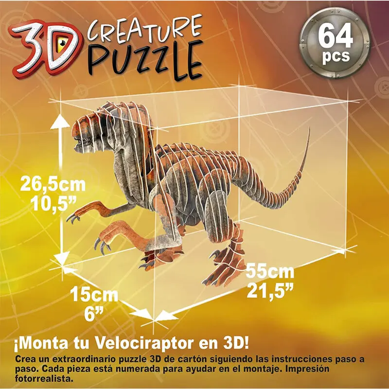 Velociraptor puzzle 3D 64db-os termékfotó