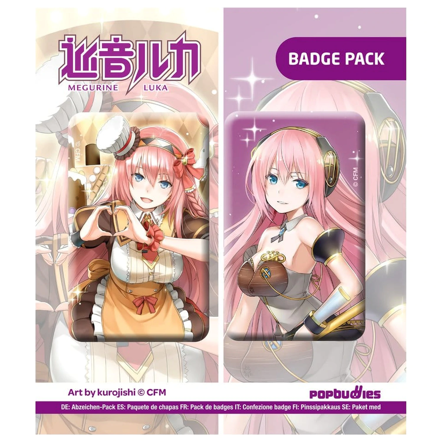 Vocaloid Megurine Luka (Art by kurojish) 2 db-os kitűző csomag termékfotó