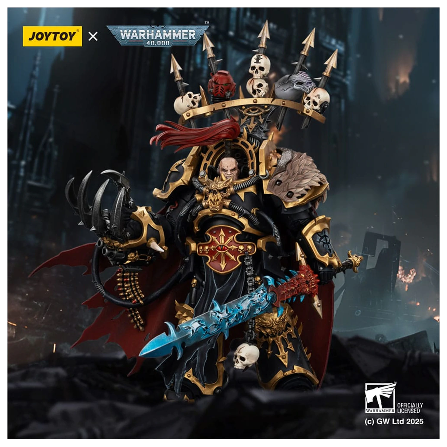 Warhammer 40,000 Black Legion Abaddon the Despoiler with Drach'nyen and the Talo akciófigura 16 cm termékfotó