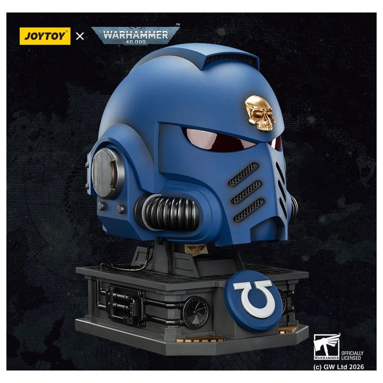 Warhammer 40,000 Captain MkX sisak és állvány Ultramarines 44 cm termékfotó