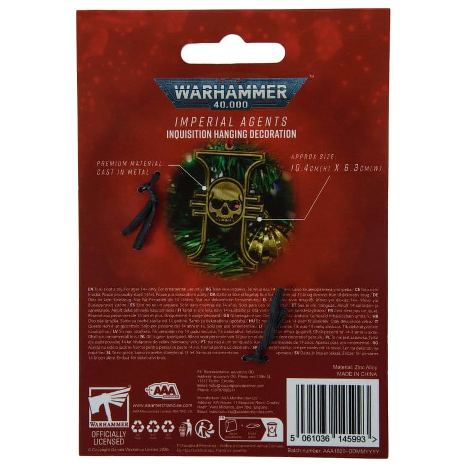 Warhammer 40,000 Imperial Agents Inquisition függődísz 17 cm termékfotó