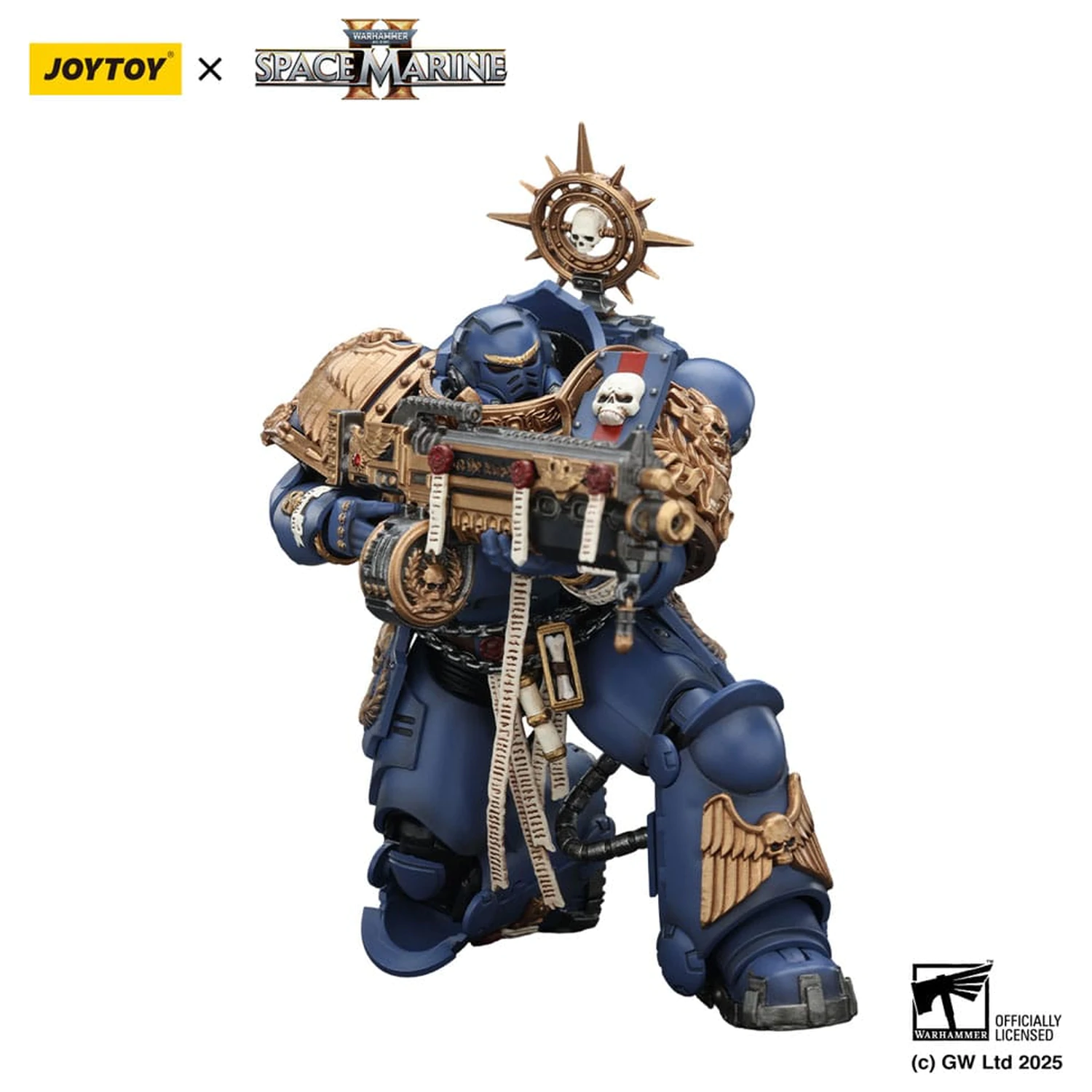 Warhammer 40,000: Space Marine 2 Ultramarines Heavy Relic Primus Armor with Heavy Relic Bolt Rifle akciófigura 13 cm termékfotó