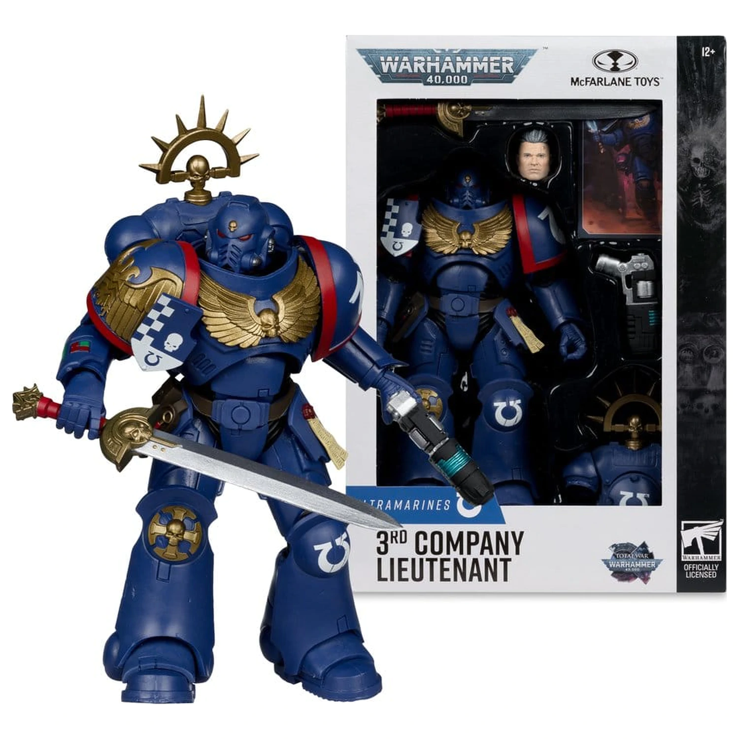 Warhammer 40,000 Total War akciófigura 3rd Company Lieutenant (Ultramarines) 18 cm termékfotó