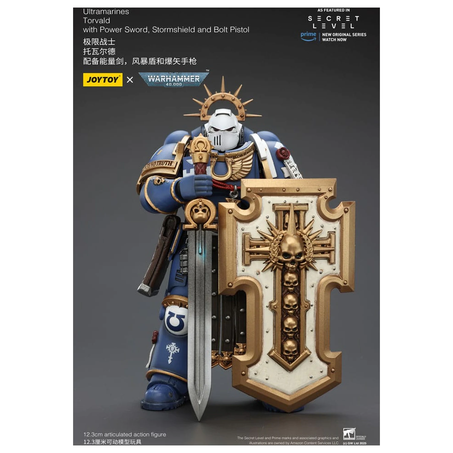 Warhammer 40,000 Ultramarines Torvald with Power Sword, Stormshield and Bolt Pistol akciófigura 13 cm termékfotó