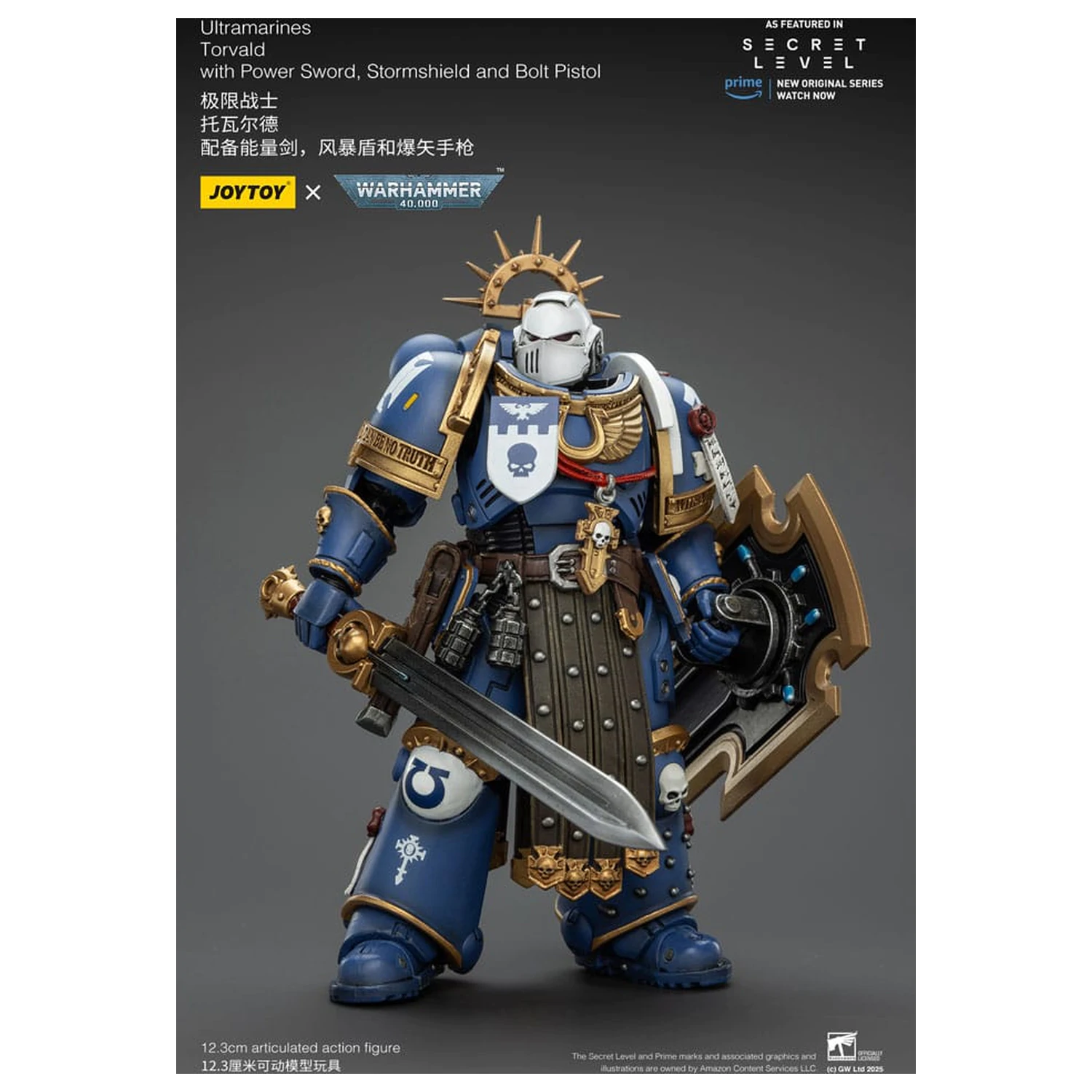 Warhammer 40,000 Ultramarines Torvald with Power Sword, Stormshield and Bolt Pistol akciófigura 13 cm termékfotó
