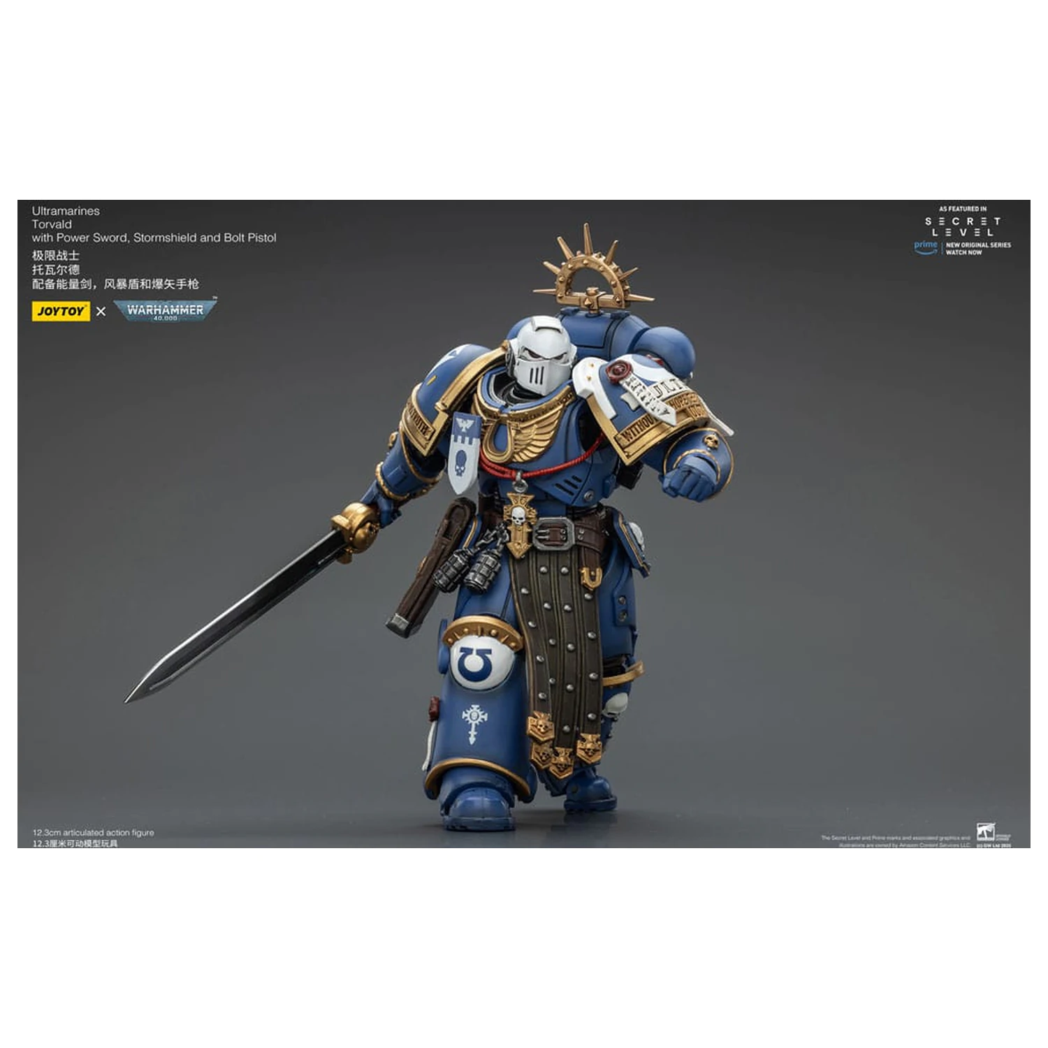 Warhammer 40,000 Ultramarines Torvald with Power Sword, Stormshield and Bolt Pistol akciófigura 13 cm termékfotó