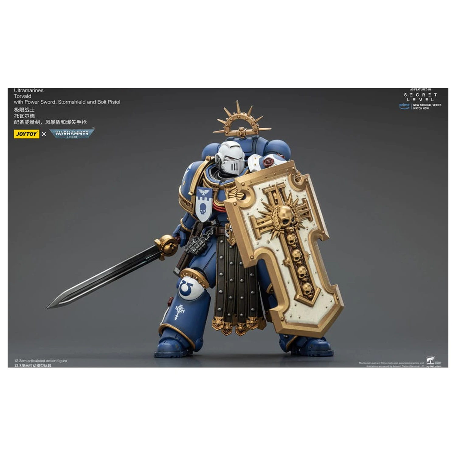 Warhammer 40,000 Ultramarines Torvald with Power Sword, Stormshield and Bolt Pistol akciófigura 13 cm termékfotó