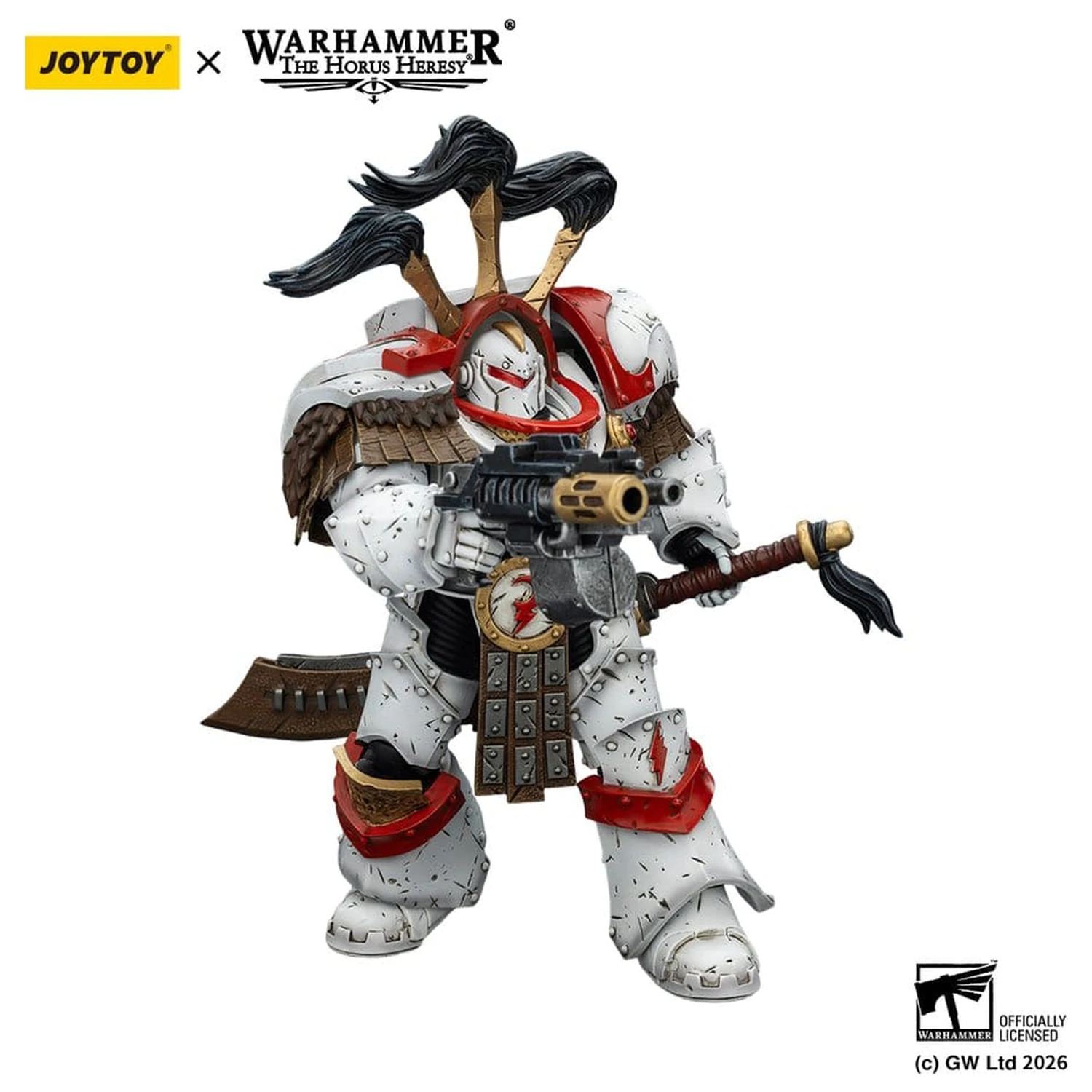 Warhammer 40,000 White SVerdák Legion Praetor in Cataphractii Terminator Armour with Cyber Hawk Chogorian sword and combi-melta akciófigura 14 cm termékfotó