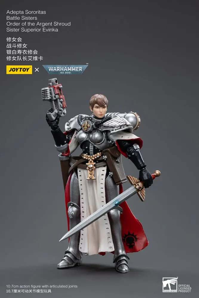 Warhammer 40k 1/18 Adepta Sororitas Battle Sisters Order of the Argent Shroud Sister Superior Evinka akciófigura 11 cm termékfotó