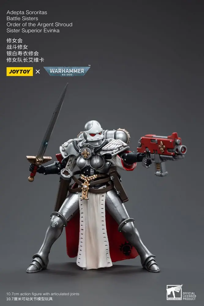 Warhammer 40k 1/18 Adepta Sororitas Battle Sisters Order of the Argent Shroud Sister Superior Evinka akciófigura 11 cm termékfotó