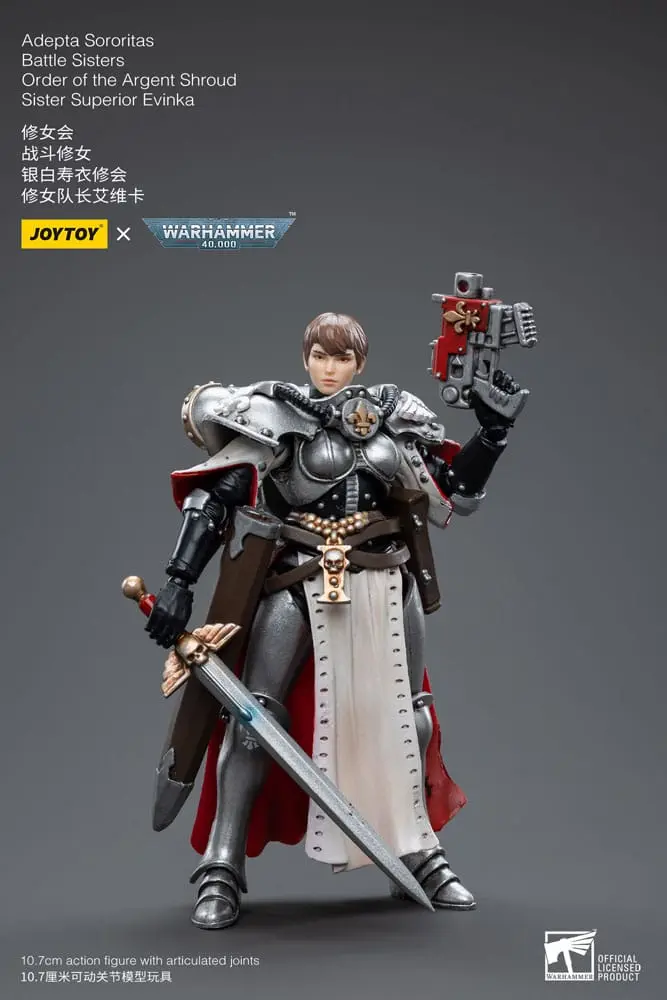 Warhammer 40k 1/18 Adepta Sororitas Battle Sisters Order of the Argent Shroud Sister Superior Evinka akciófigura 11 cm termékfotó