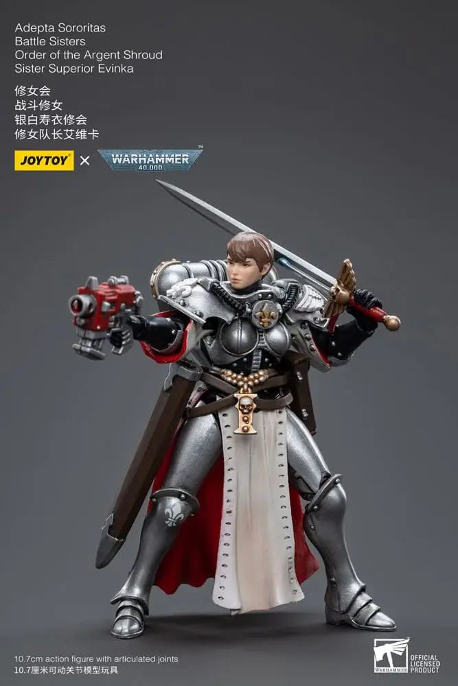 Warhammer 40k 1/18 Adepta Sororitas Battle Sisters Order of the Argent Shroud Sister Superior Evinka akciófigura 11 cm termékfotó