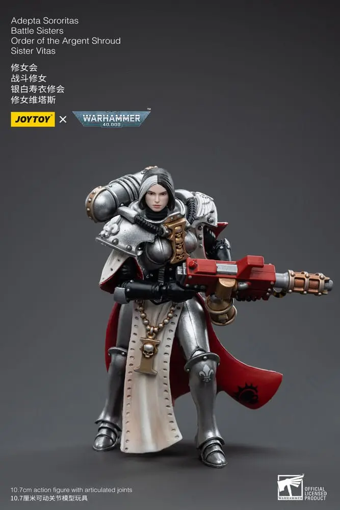 Warhammer 40k 1/18 Adepta Sororitas Battle Sisters Order of the Argent Shroud Sister Vitas akciófigura 11 cm termékfotó