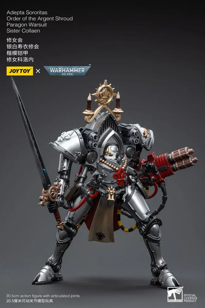 Warhammer 40k 1/18 Adepta Sororitas Order of the Argent Shroud Paragon Warsuit Sister Collaen akciófigura 21 cm termékfotó