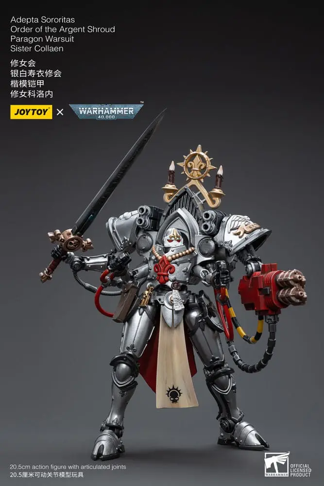 Warhammer 40k 1/18 Adepta Sororitas Order of the Argent Shroud Paragon Warsuit Sister Collaen akciófigura 21 cm termékfotó