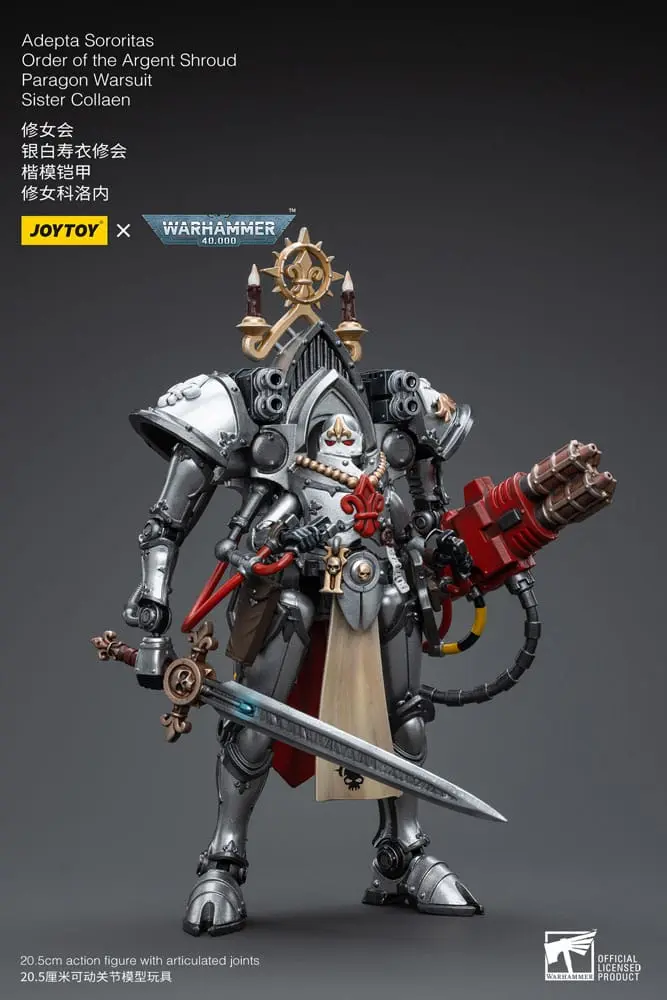 Warhammer 40k 1/18 Adepta Sororitas Order of the Argent Shroud Paragon Warsuit Sister Collaen akciófigura 21 cm termékfotó