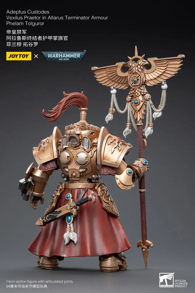 Warhammer 40k 1/18 Adeptus Custodes Vexilus Praetor in Allarus Terminator Armour Phelam Tolguror akciófigura 14 cm termékfotó