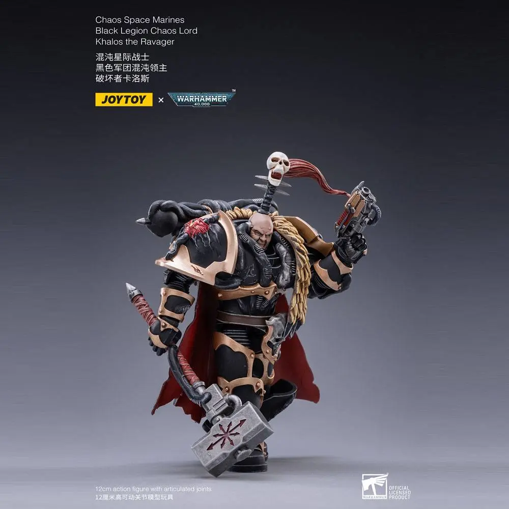Warhammer 40k 1/18 Black Legion Chaos Lord Khalos the Ravager akciófigura 16 cm termékfotó