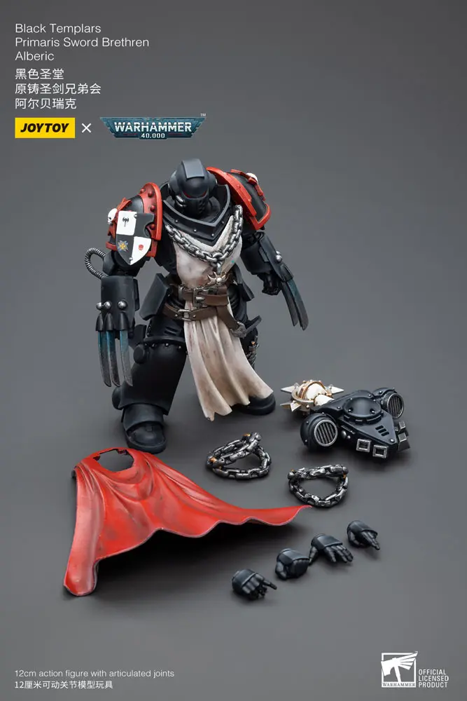 Warhammer 40k 1/18 Black Templars Primaris Sword Brethren Alberic akciófigura 12 cm termékfotó