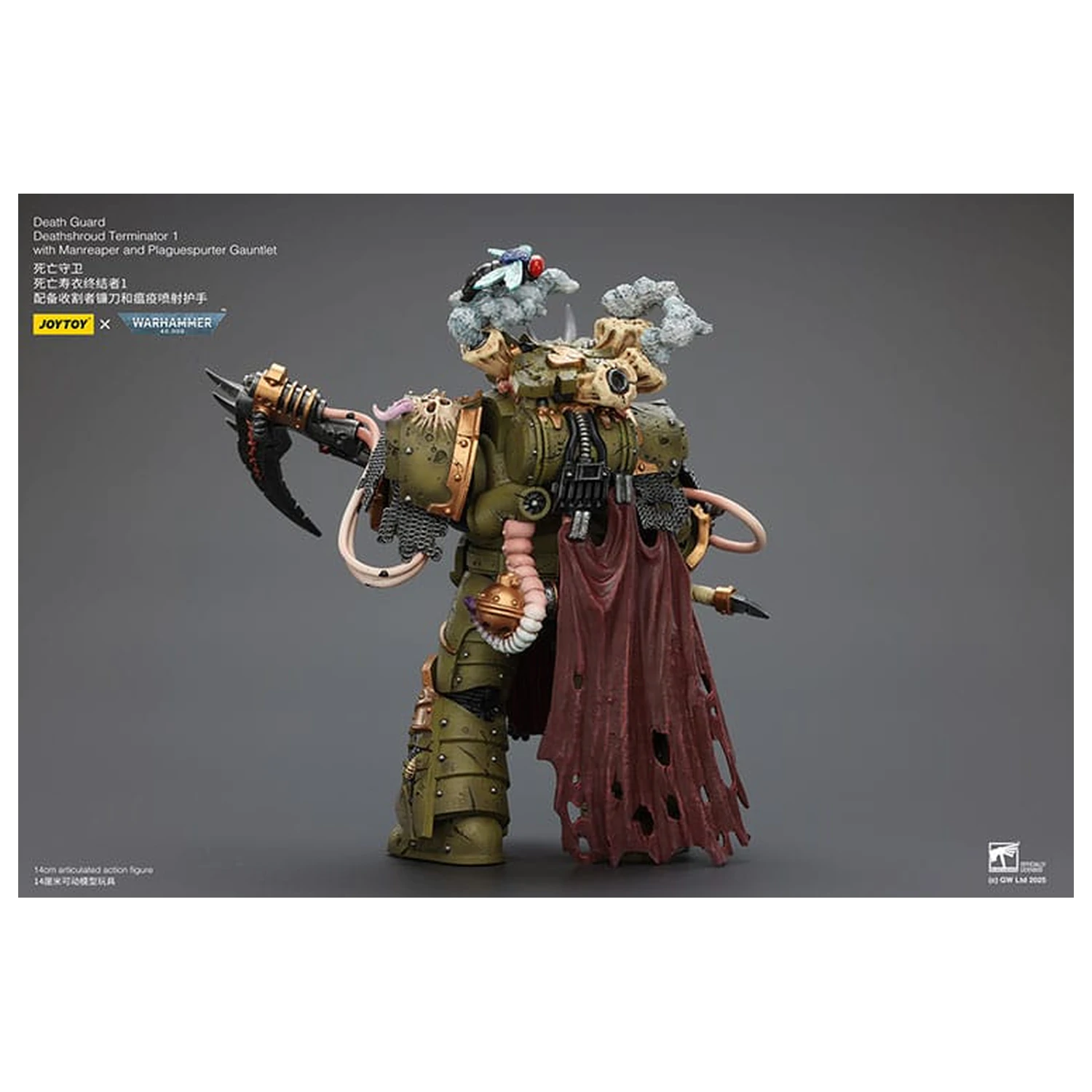 Warhammer 40k 1/18 Death Guard Deathshroud Terminator 1 with Manreaper and Plaguespurter Gauntlet akciófigura 14 cm  termékfotó