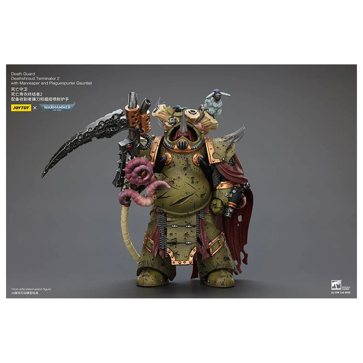 Warhammer 40k 1/18 Death Guard Deathshroud Terminator 2 with Manreaper and Plaguespurter Gauntlet akciófigura 14 cm  termékfotó