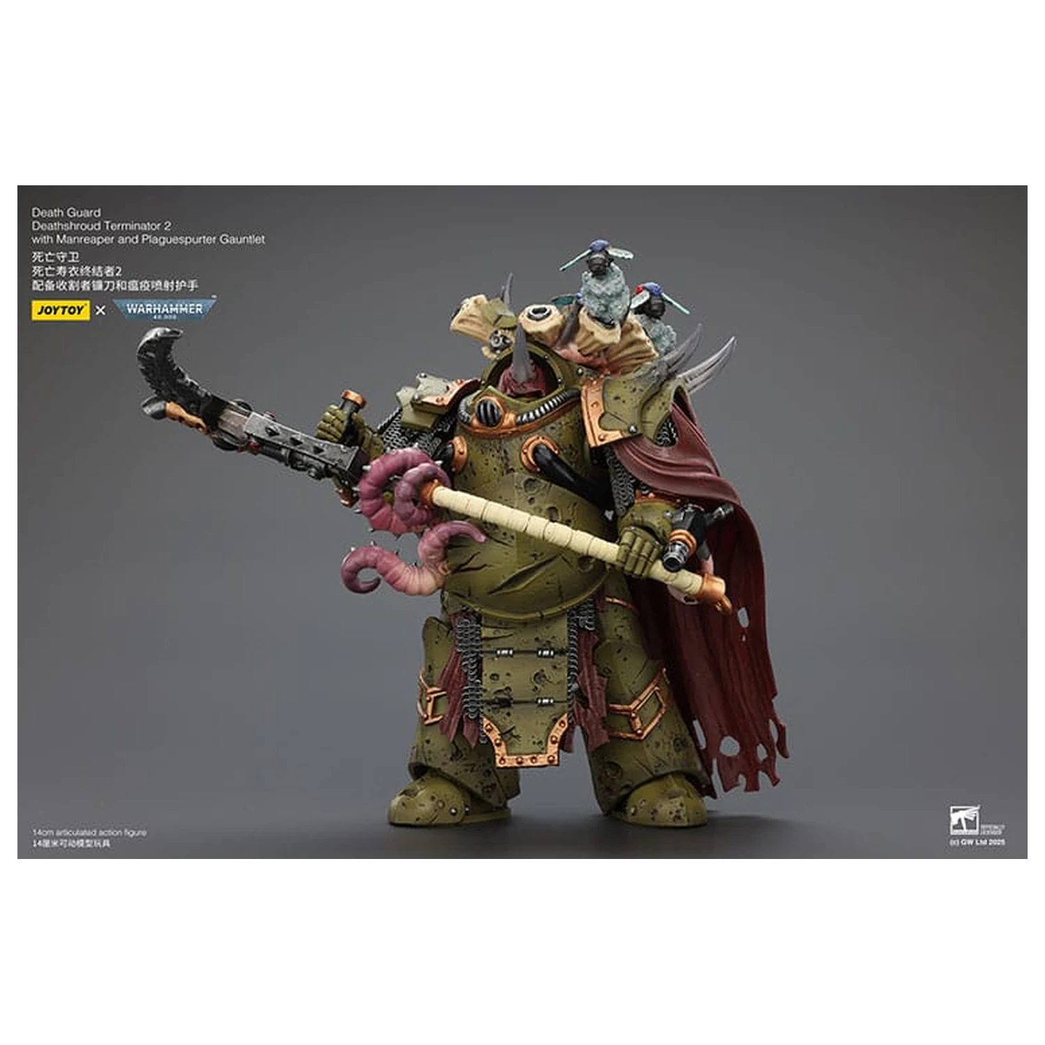 Warhammer 40k 1/18 Death Guard Deathshroud Terminator 2 with Manreaper and Plaguespurter Gauntlet akciófigura 14 cm  termékfotó